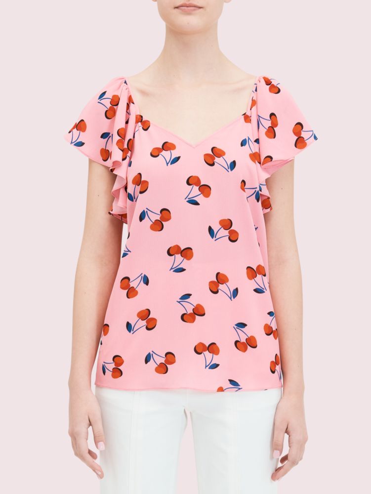 Kate Spade,Cherry Toss Flutter Top,