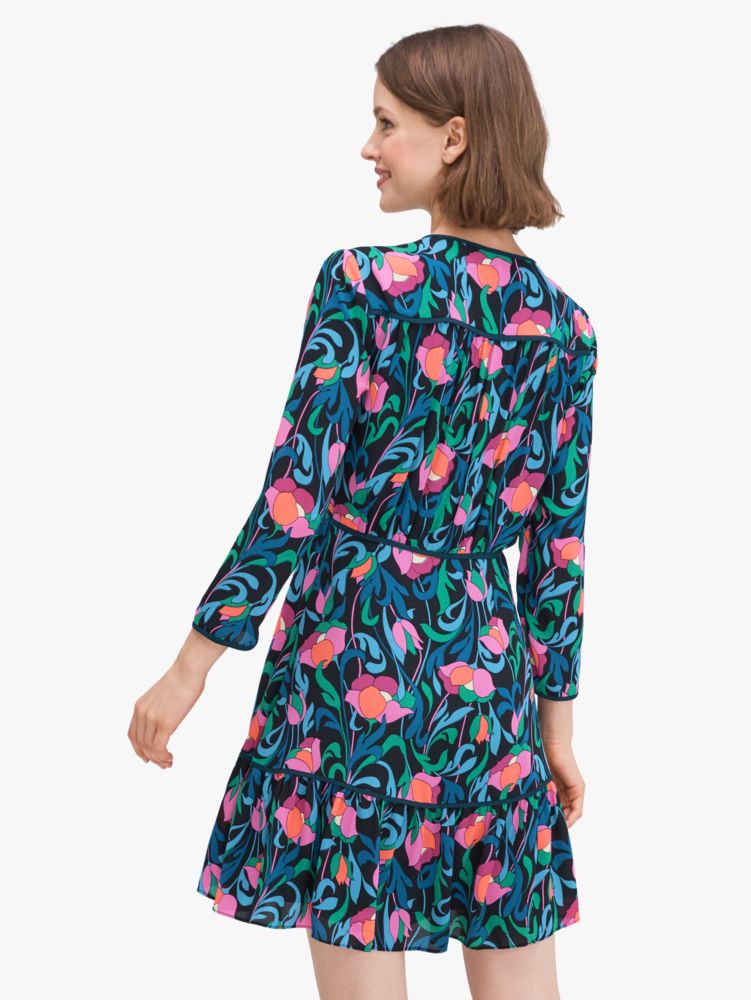 Kate Spade,floral swirl dress,Black