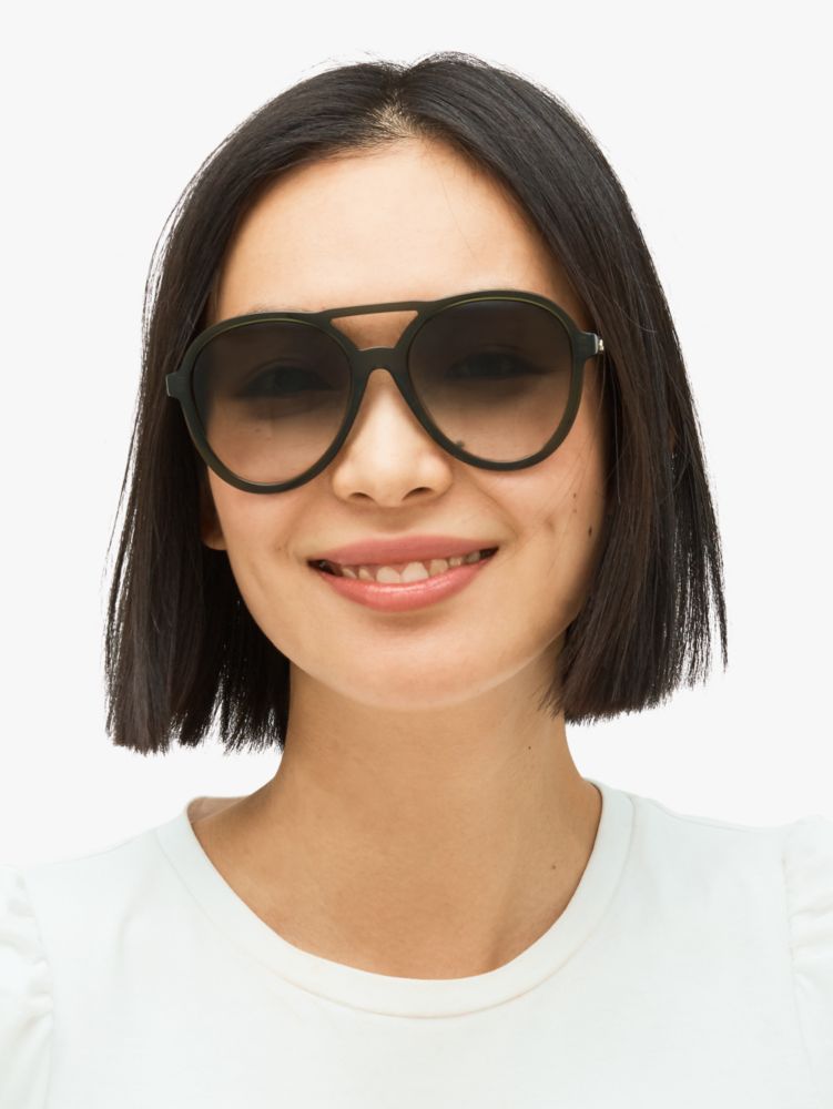 Kate Spade,Norah Sunglasses,Aviator,Acetate,Integrated Nose Pads,Brow Bar,Casual,