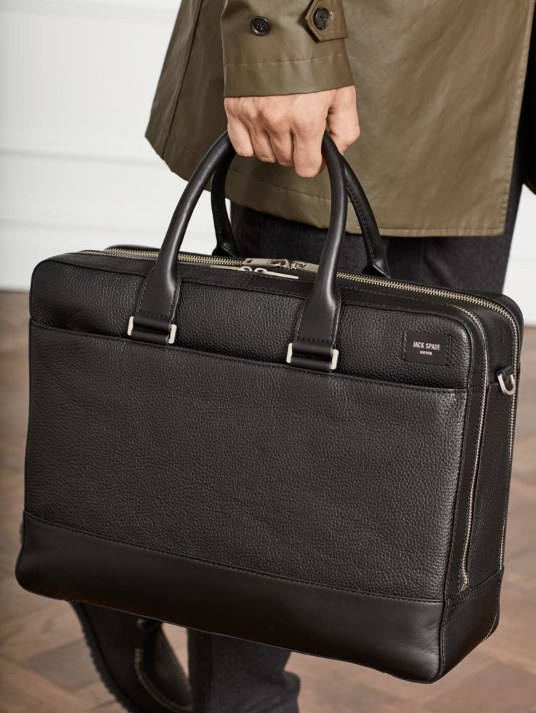 JACK SPADE Black Pebble Grain Leather Laptop Bag at 1stDibs