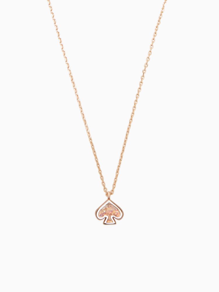 Kate Spade,everyday spade glitter enamel mini pendant,necklaces,Rose Gold Glitter
