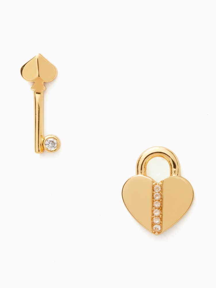 Kate Spade,lock and spade pave lock studs,earrings,