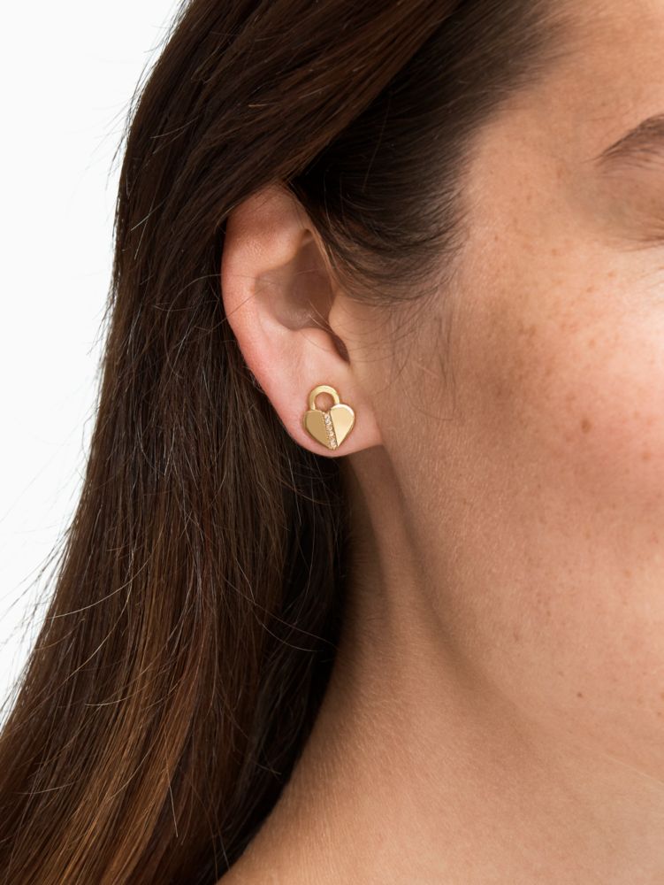 Kate Spade,lock and spade pave lock studs,earrings,