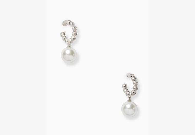 Kate Spade,modern pearls drop huggies,earrings,50%,Cream image number 0