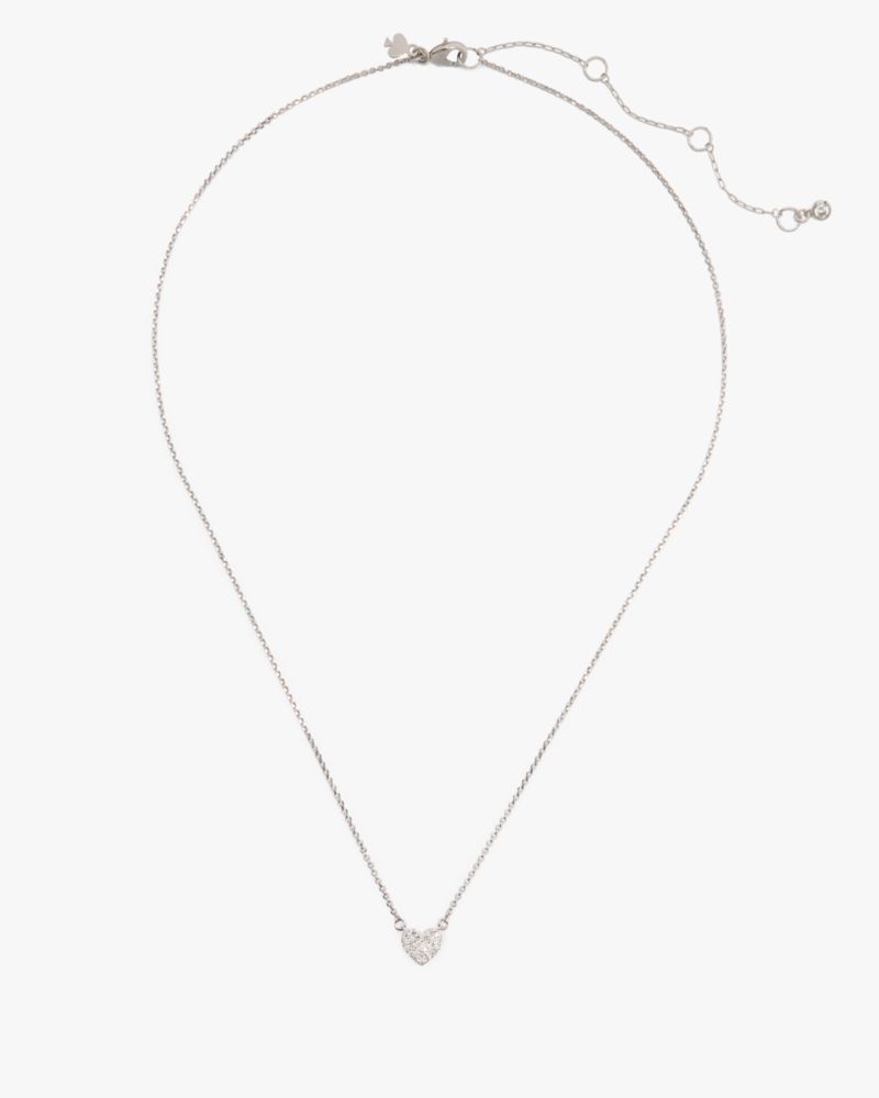 Kate Spade,Yours Truly Pave Heart Mini Pendant Necklace,Single Strand,Cubic Zirconia,Gem Embellishment,Pave Embellishment,...,