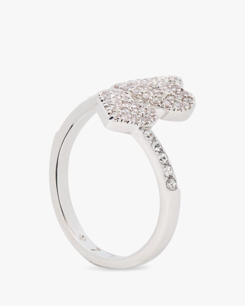 Kate Spade,Yours Truly Pave Heart Ring,Twist,Cubic Zirconia,Heart Embellishment,Gem Embellishment,Rose Gold Plated,Formal,