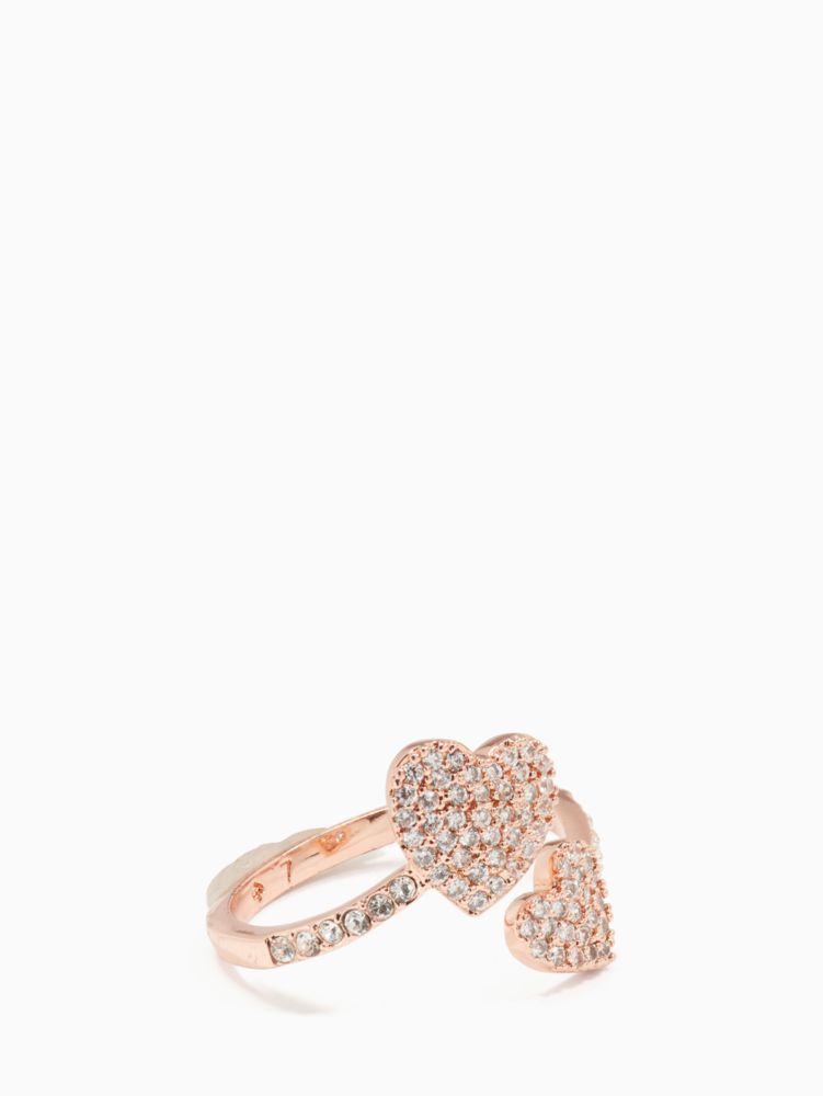 Kate Spade,Yours Truly Pave Heart Ring,Twist,Cubic Zirconia,Heart Embellishment,Gem Embellishment,Pave Embellishment,Rose ...,Clear