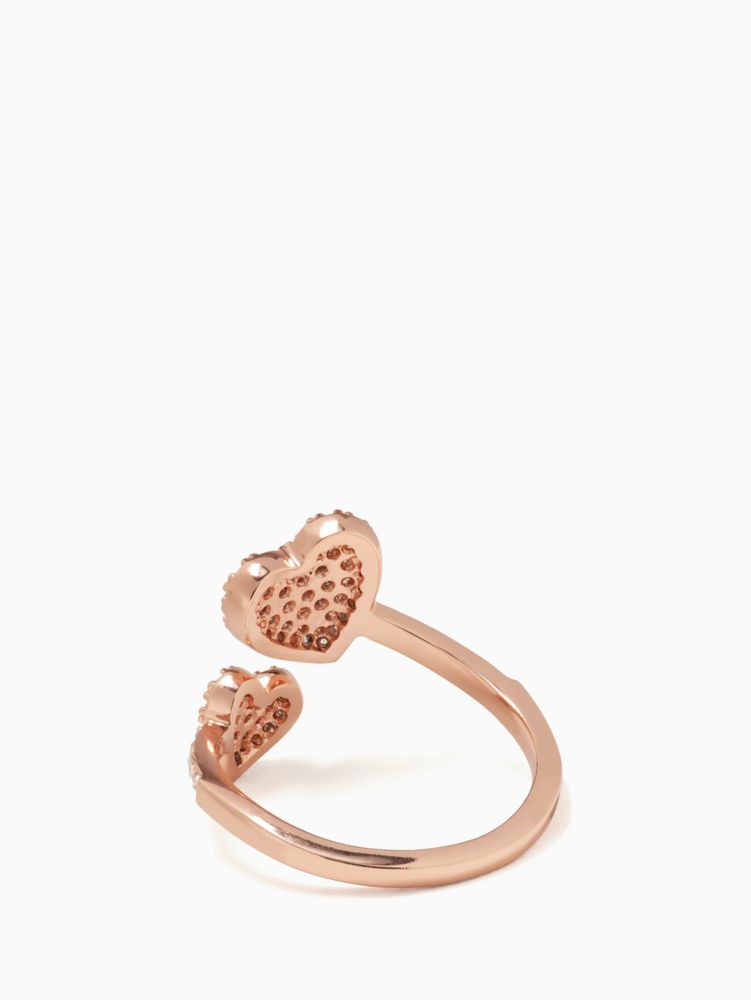 Kate Spade,yours truly pave heart ring,rings,Clear/Rose Gold