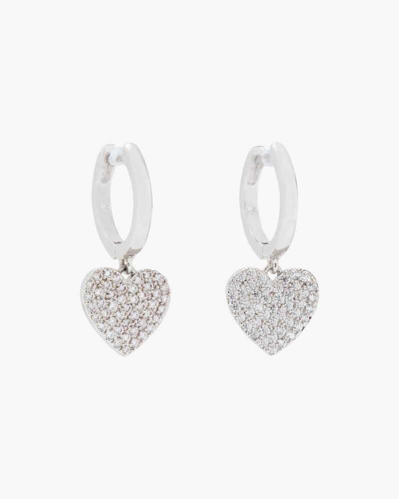 Kate Spade,Yours Truly Pave Heart Drop Earrings,Dangle Earring,Hoops,Cubic Zirconia,Gem Embellishment,Pave Embellishment,R...,