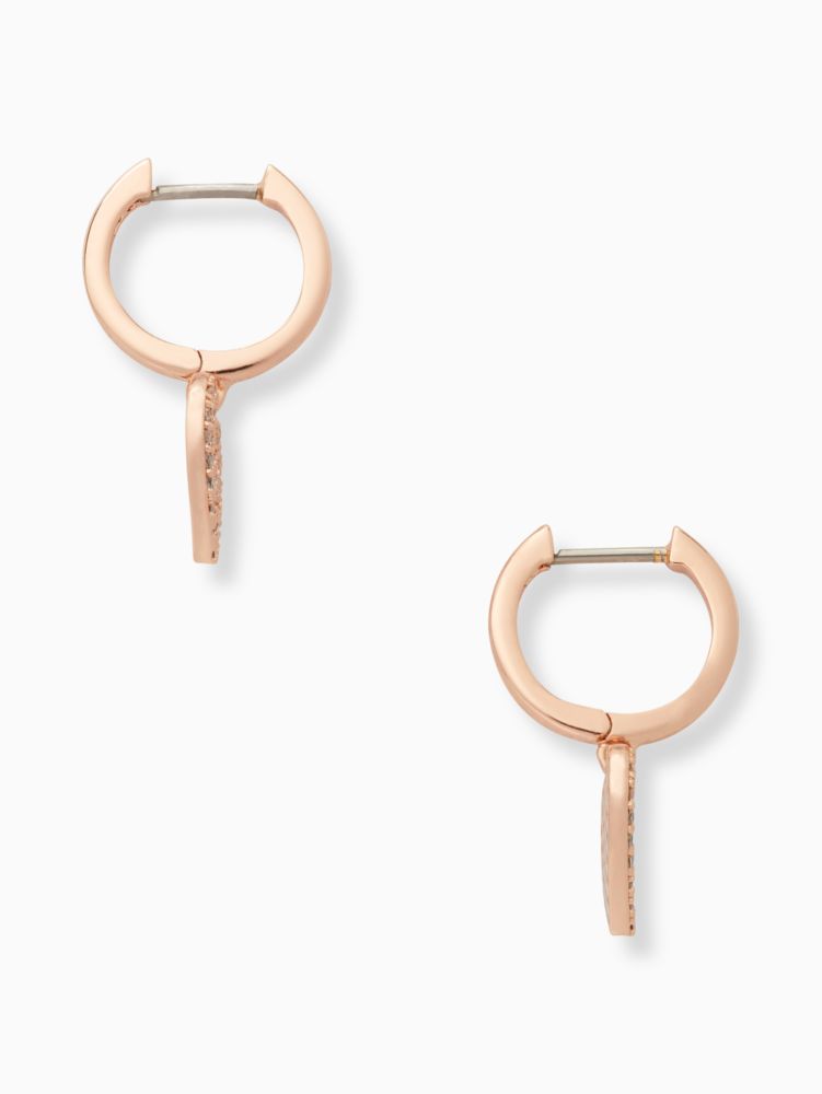 Kate Spade,yours truly pave heart drop earrings,earrings,Clear/Rose Gold