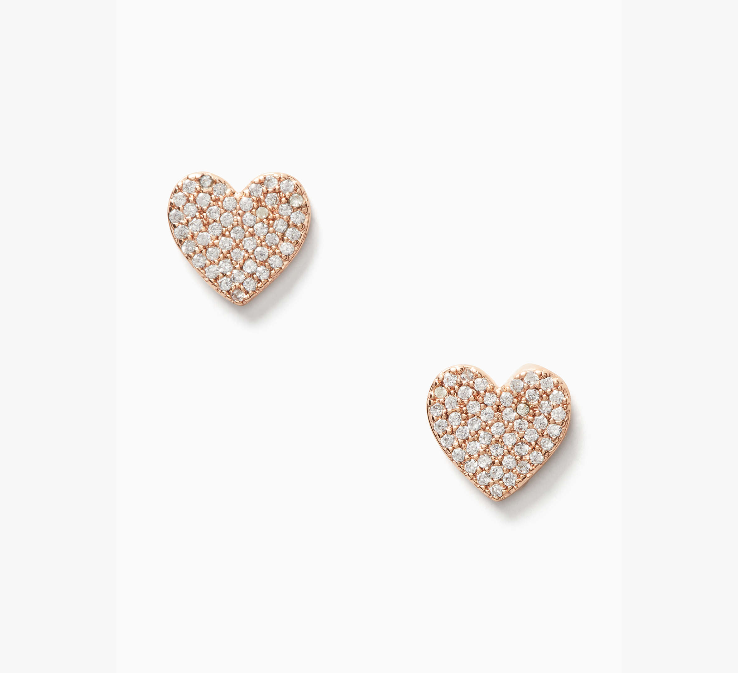 Kate Spade,yours truly pave heart studs,earrings,Clear/Rose Gold