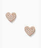 Kate Spade,yours truly pave heart studs,earrings,Clear/Rose Gold