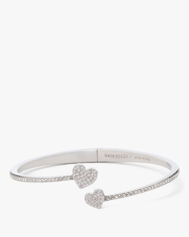 Kate Spade,Yours Truly Pave Open Hinge Cuff,Cubic Zirconia,Gem Embellishment,Heart Embellishment,Pave Embellishment,Stacka...,