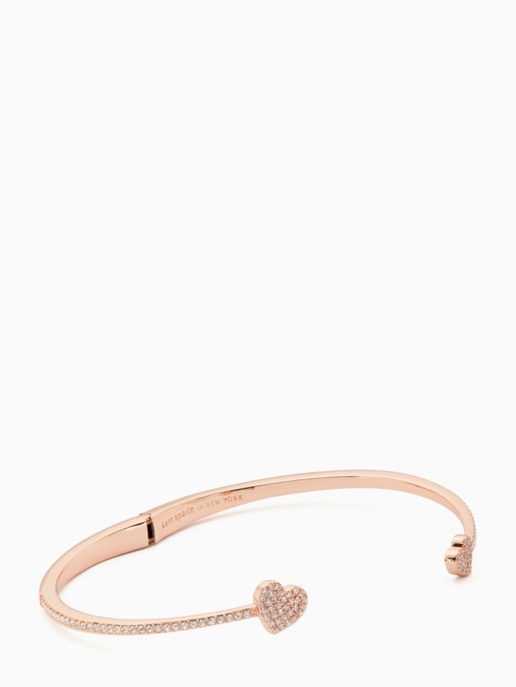 Kate Spade,Yours Truly Pave Open Hinge Cuff,Cubic Zirconia,Gem Embellishment,Heart Embellishment,Pave Embellishment,Stacka...,Clear