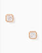 Kate Spade,Save The Date Pave Princess Cut Studs,Clear/Rose Gold