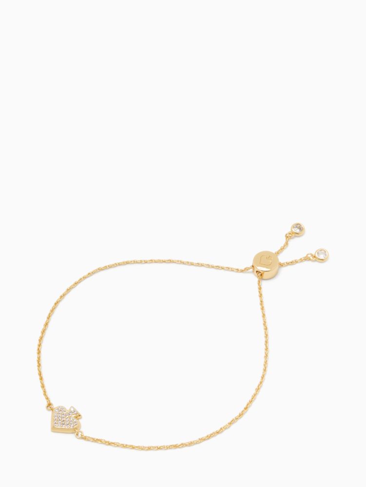 Kate Spade,Everyday Spade Pave Slider Bracelet,Clear/Gold