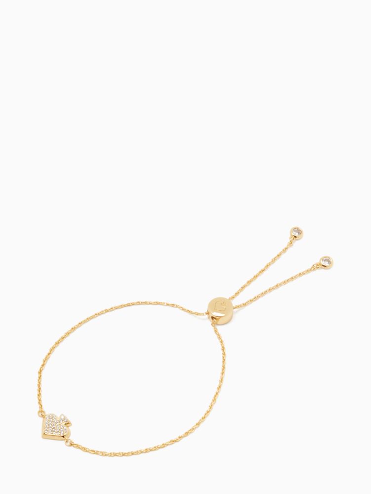 Kate Spade,Everyday Spade Pave Slider Bracelet,Clear/Gold