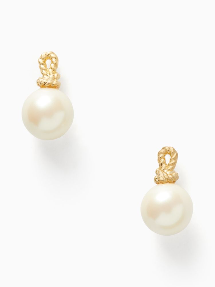 Kate Spade,sailor's knot drop studs,earrings,Cream Multi