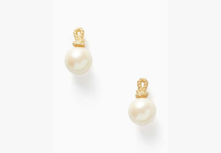 Kate Spade,sailor's knot drop studs,earrings,Cream Multi