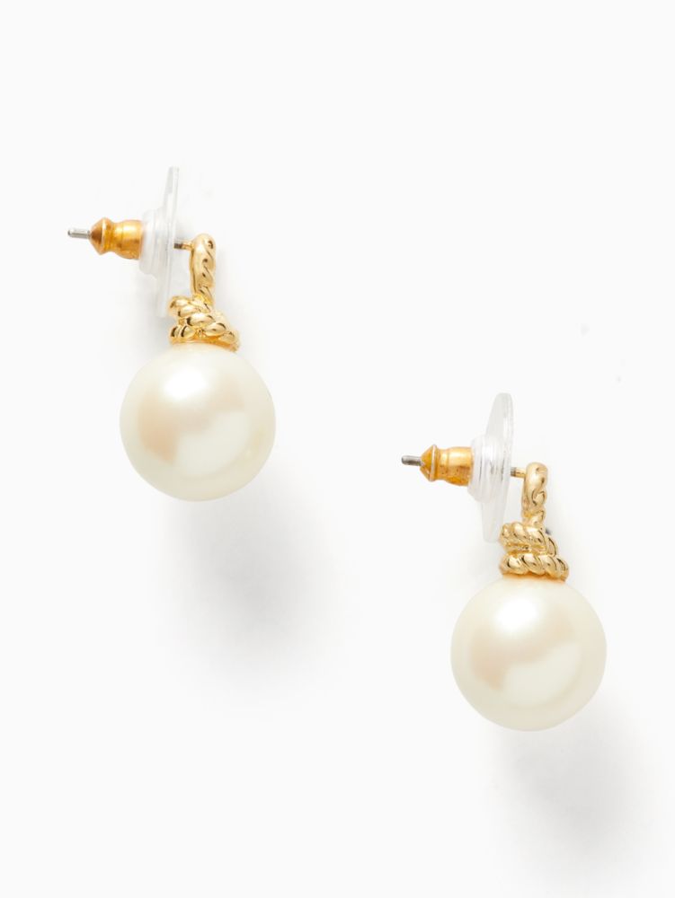 Kate Spade,sailor's knot drop studs,earrings,Cream Multi