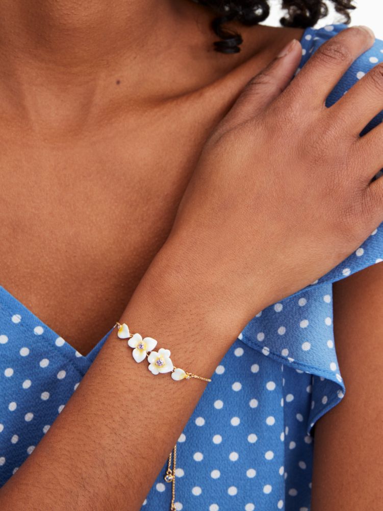 Precious Pansy Enamel Slider Bracelet