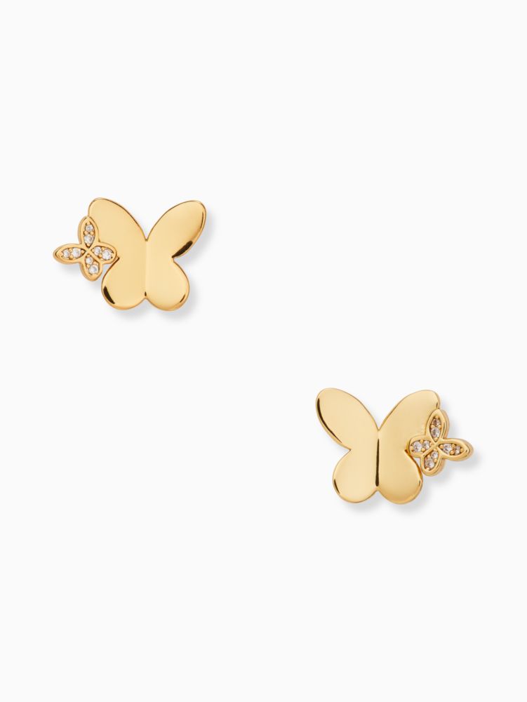 Kate Spade,in a flutter studs,earrings,Clear/Gold