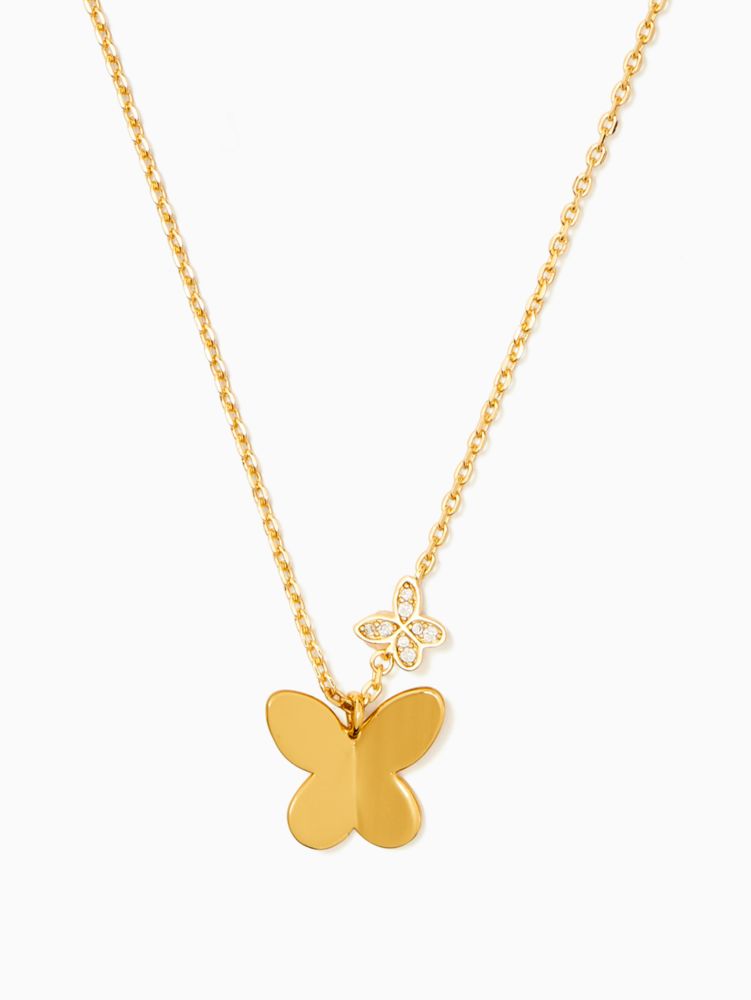 Kate Spade,in a flutter pendant,necklaces,Clear/Gold