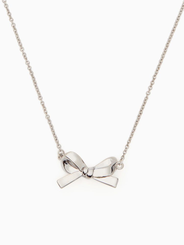 Kate Spade,skinny mini bow mini pendant necklace,necklaces,Silver