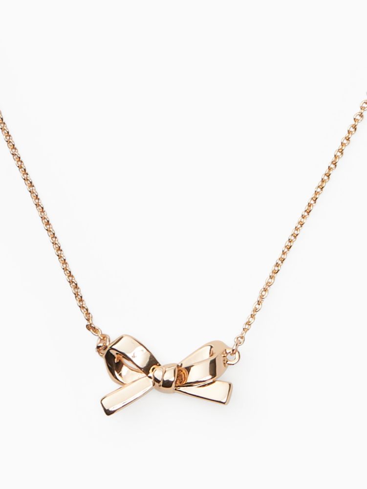 Kate Spade,skinny mini bow mini pendant necklace,necklaces,Rose Gold