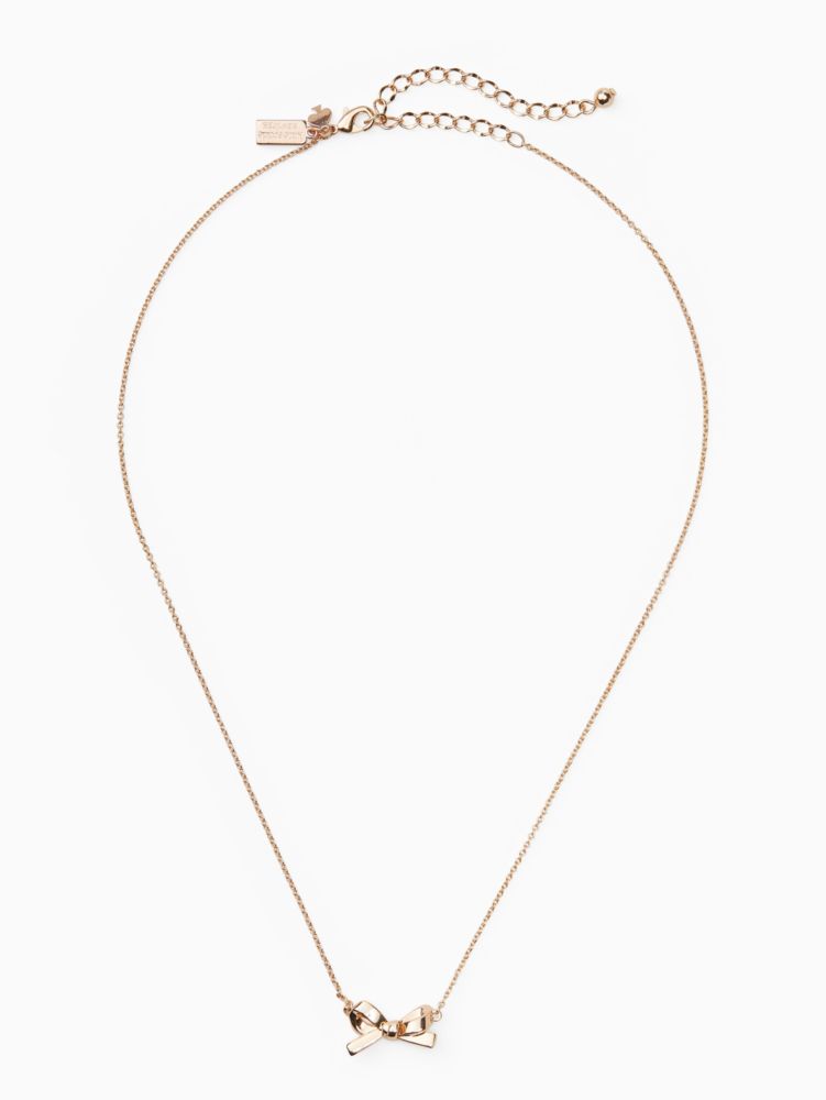 Kate Spade,skinny mini bow mini pendant necklace,necklaces,Rose Gold