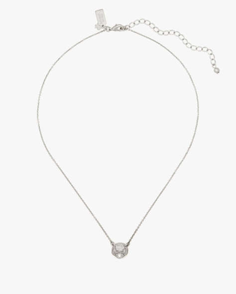 Kate Spade,lady marmalade mini pendant,necklaces,Clear/Silver