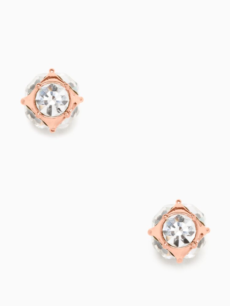 Kate Spade,lady marmalade studs,earrings,Clear/Rose Gold