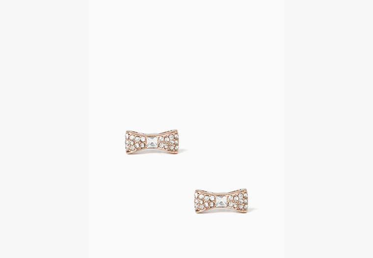 Kate Spade,ready set bow pave bow studs,earrings,Clear/Rose Gold image number 0