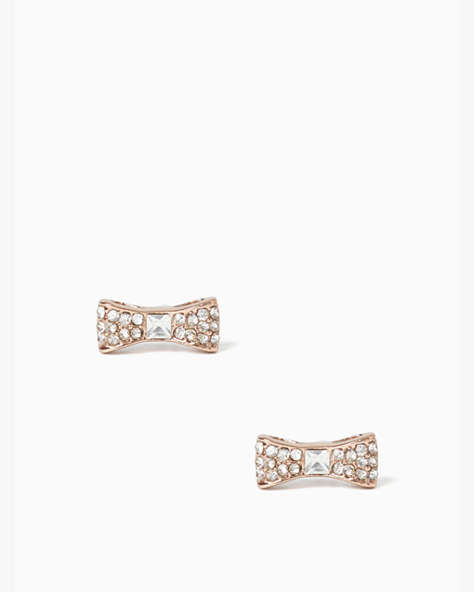 Kate Spade,ready set bow pave bow studs,earrings,Clear/Rose Gold