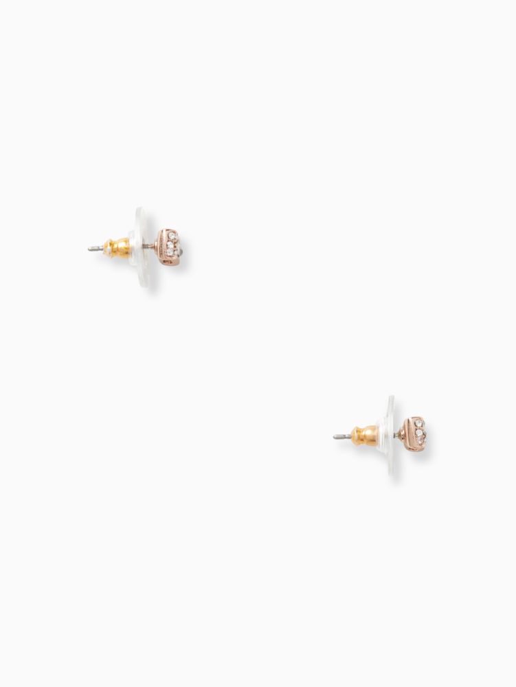 Kate Spade,ready set bow pave bow studs,earrings,Clear/Rose Gold