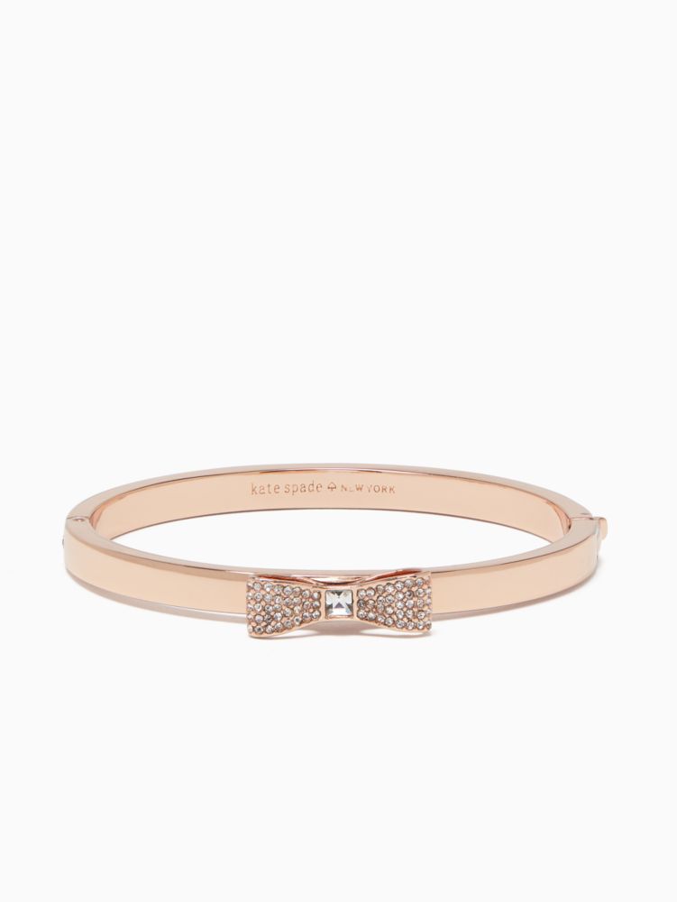 Kate Spade,ready set bow pave bow bangle,bracelets,Clear/Rose Gold #4