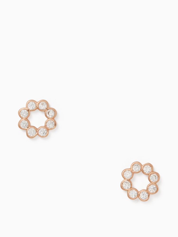 Kate Spade,full circle studs,earrings,Clear/Rose Gold