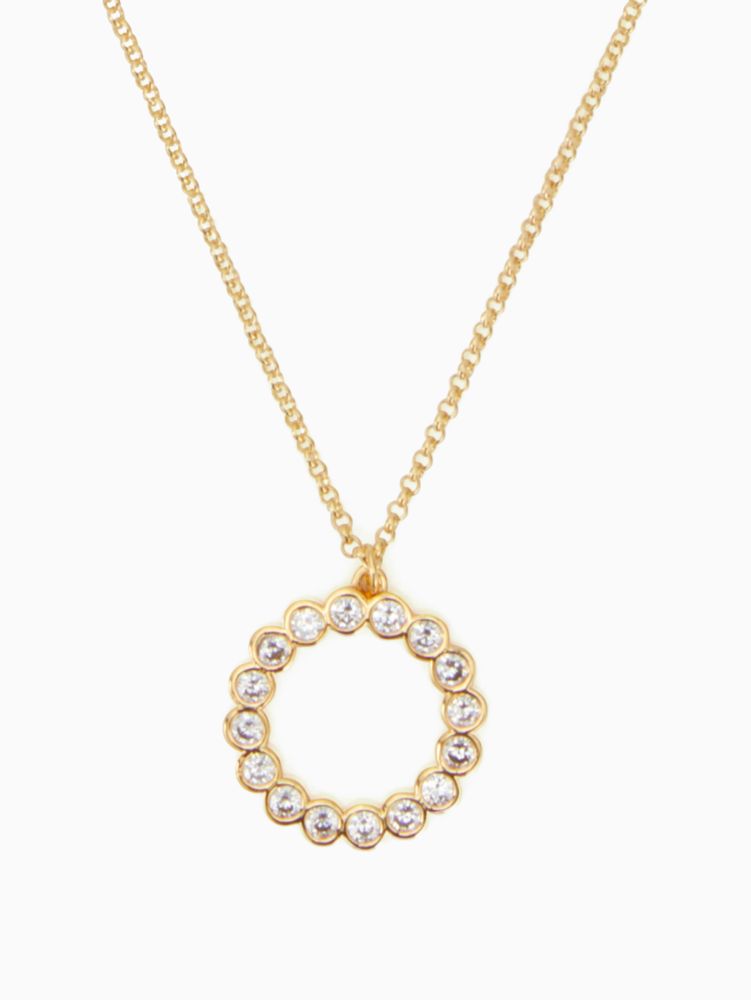 Kate Spade,full circle mini pendant necklace,necklaces,Clear/Gold