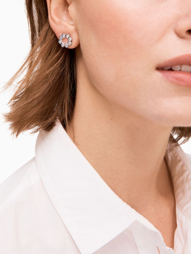 Kate Spade,full circle studs,Clear/Silver