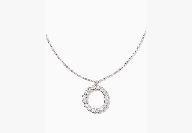 Kate Spade,full circle mini pendant necklace,necklaces,Clear/Silver image number 0