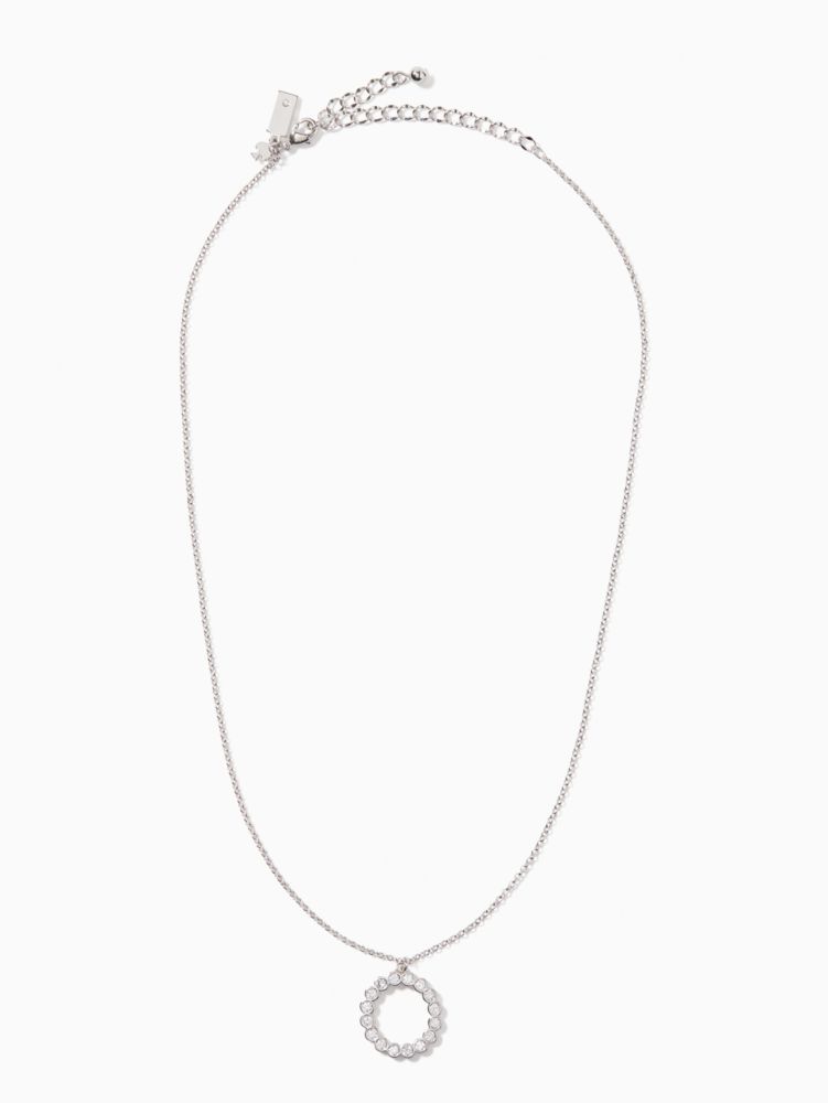 Kate Spade,full circle mini pendant necklace,necklaces,Clear/Silver