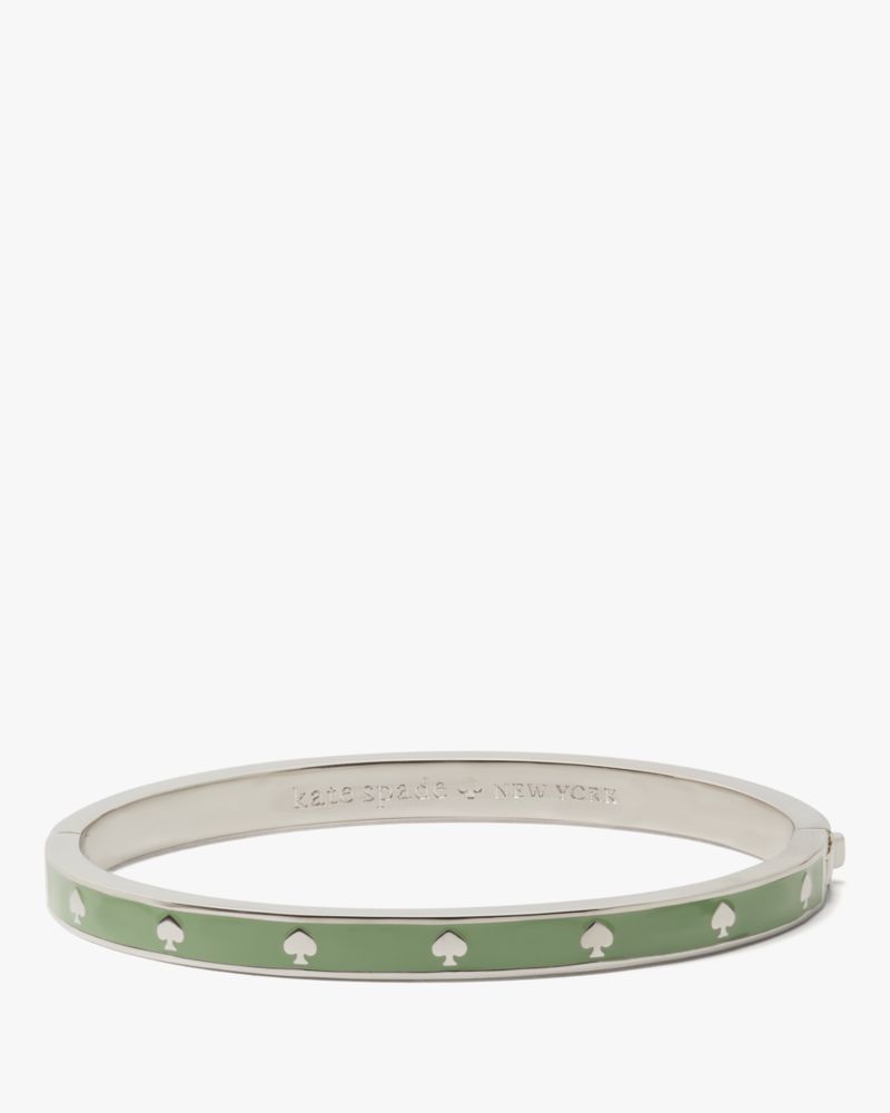 Kate Spade,Spot The Spade Enamel Hinged Bangle,Enamel,Logo,Stackable,Mixed Metal,Casual,