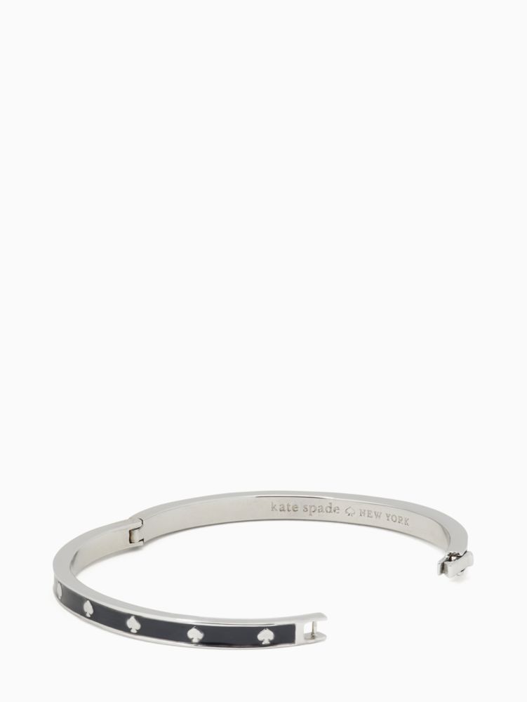 Kate Spade,Spot The Spade Enamel Hinged Bangle,Enamel,Logo,Stackable,Mixed Metal,Casual,Black