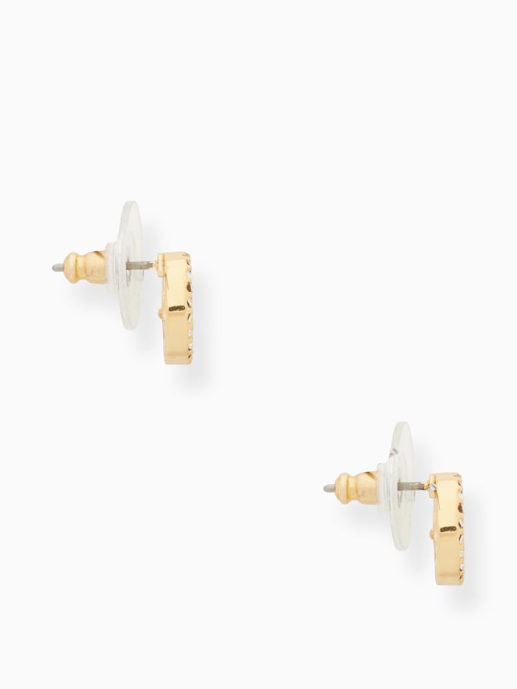 Kate Spade,spot the spade pave halo spade studs,earrings,Clear/Gold