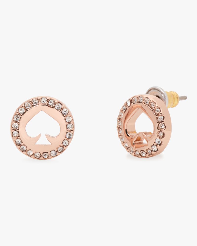 Kate Spade,Spot The Spade Pave Halo Spade Studs,Studs,Glass,Cubic Zirconia,Pave Embellishment,Gem Embellishment,Logo,Stain...,Clear