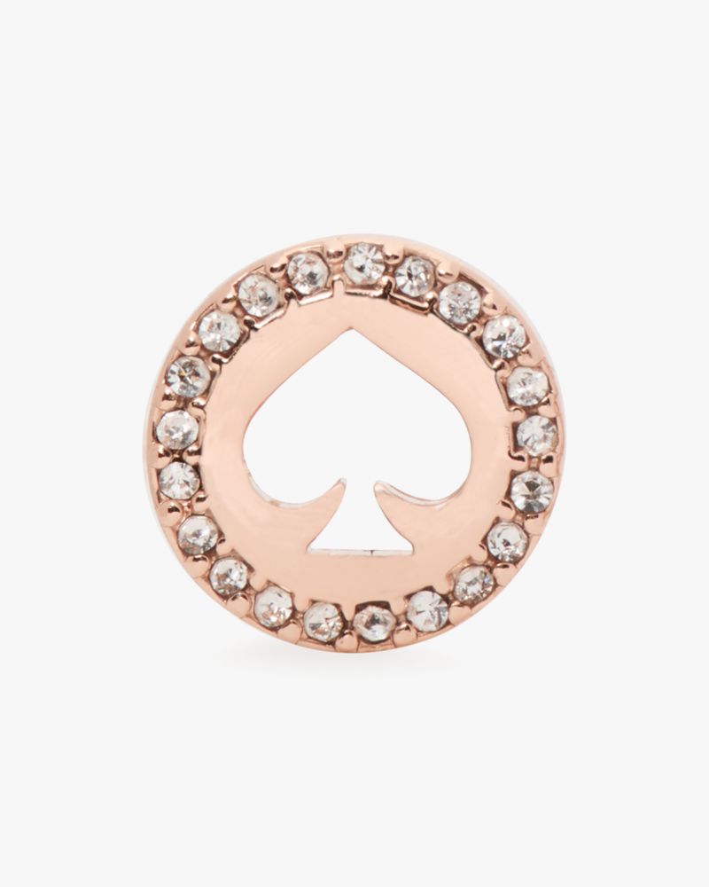 Kate Spade,spot the spade pave halo spade studs,earrings,Clear/Rose Gold