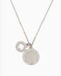 Kate Spade,spot the spade pave charm pendant necklace,necklaces,Clear/Silver