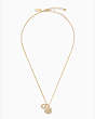 Kate Spade,spot the spade pave charm pendant necklace,necklaces,Clear/Gold
