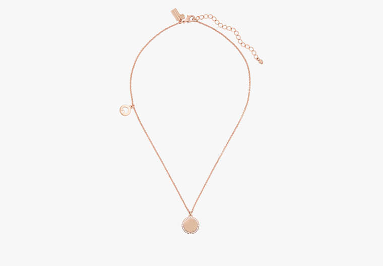 Kate Spade,spot the spade pave charm pendant necklace,necklaces,Clear/Rose Gold image number 0