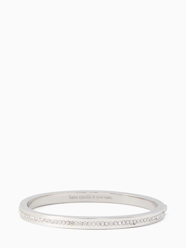 Kate Spade,Ring It Up Pave Bangle,Cubic Zirconia,Glass,Gem Embellishment,Pave Embellishment,Stackable,Silver Metal,Day Party,Clear